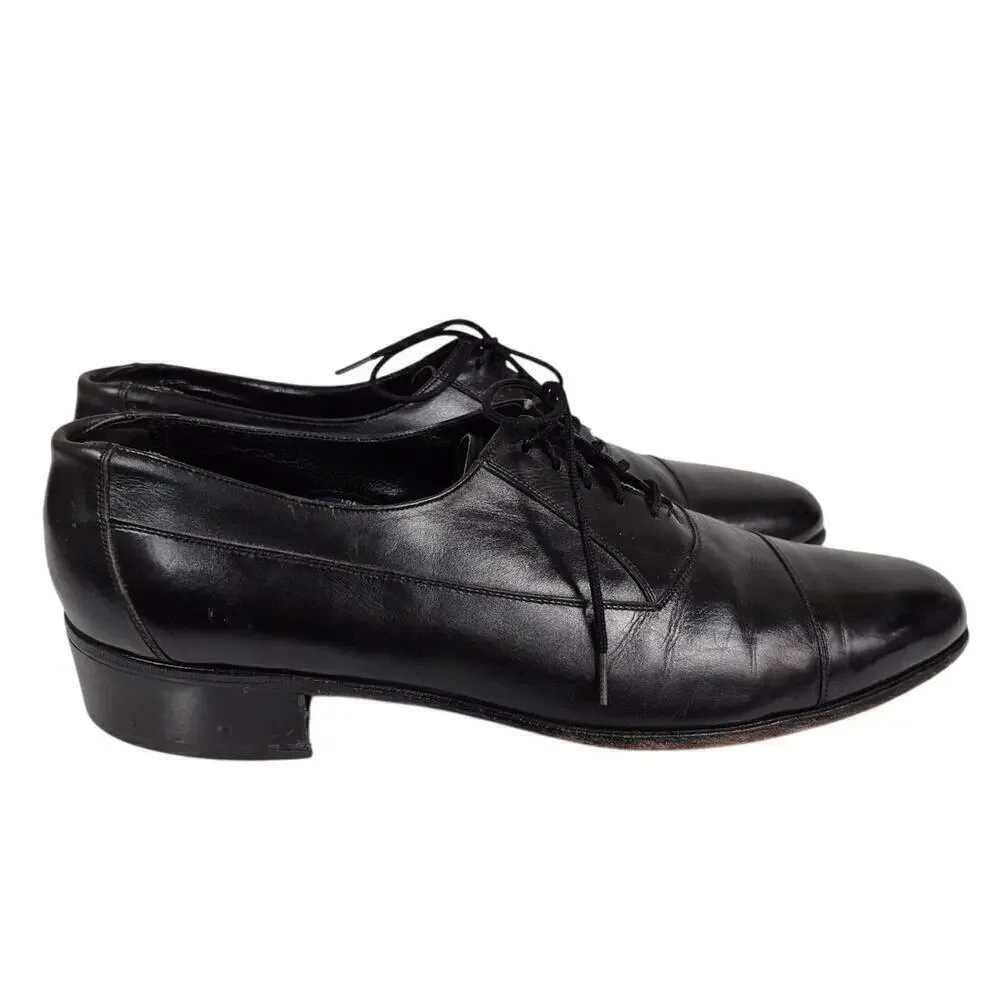 Mens Vtg The Florsheim Dress Shoes Black leather 9B Leather SOles